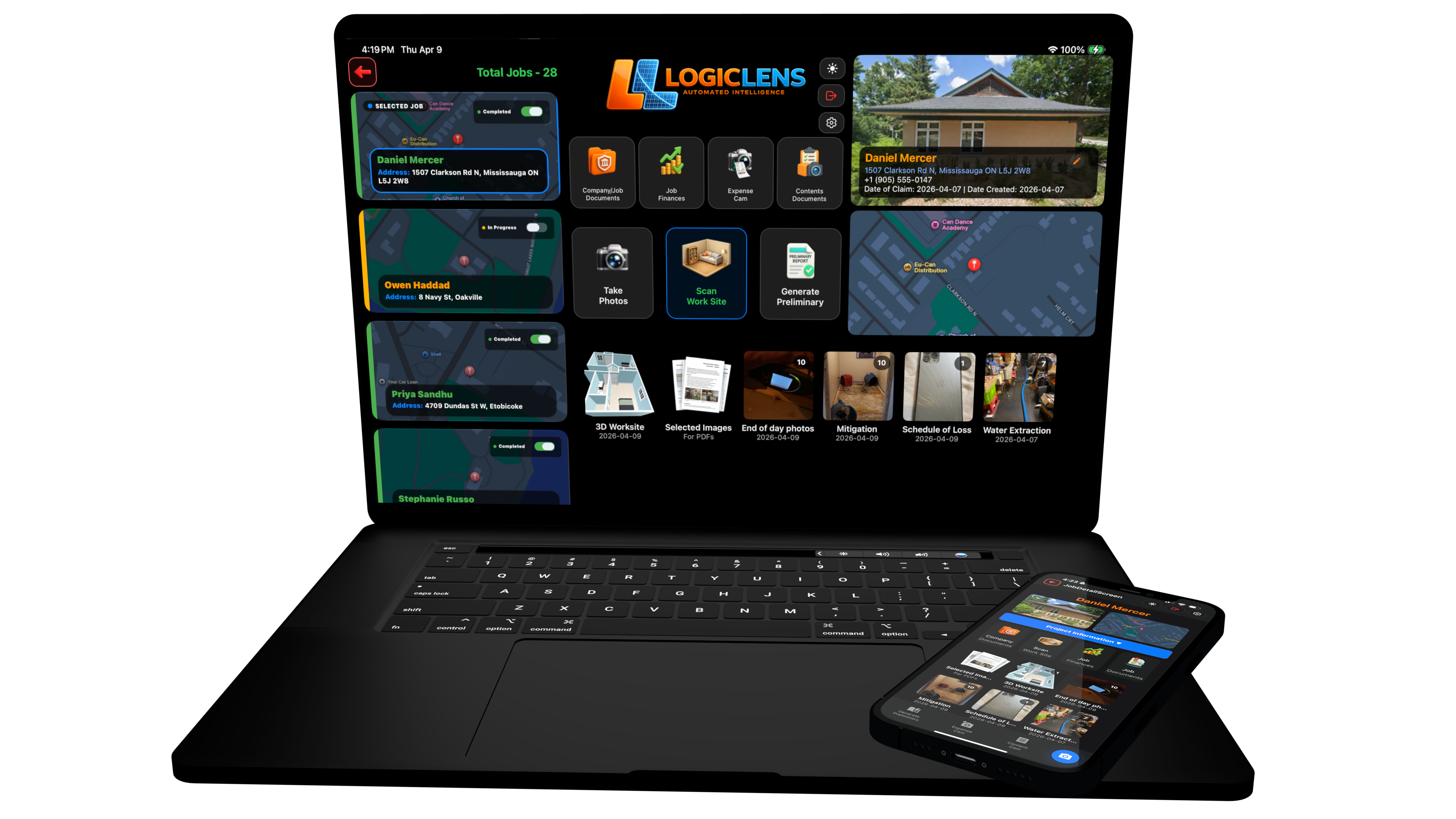 Logic Lens job documentation on desktop and mobile