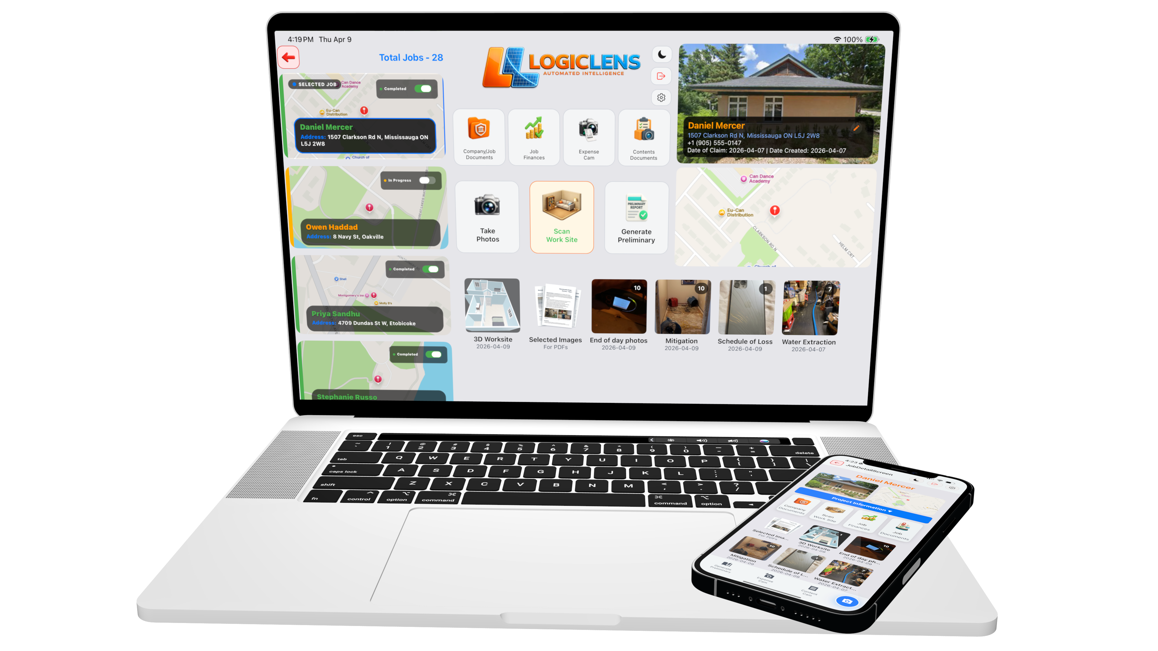 Logic Lens job documentation on desktop and mobile