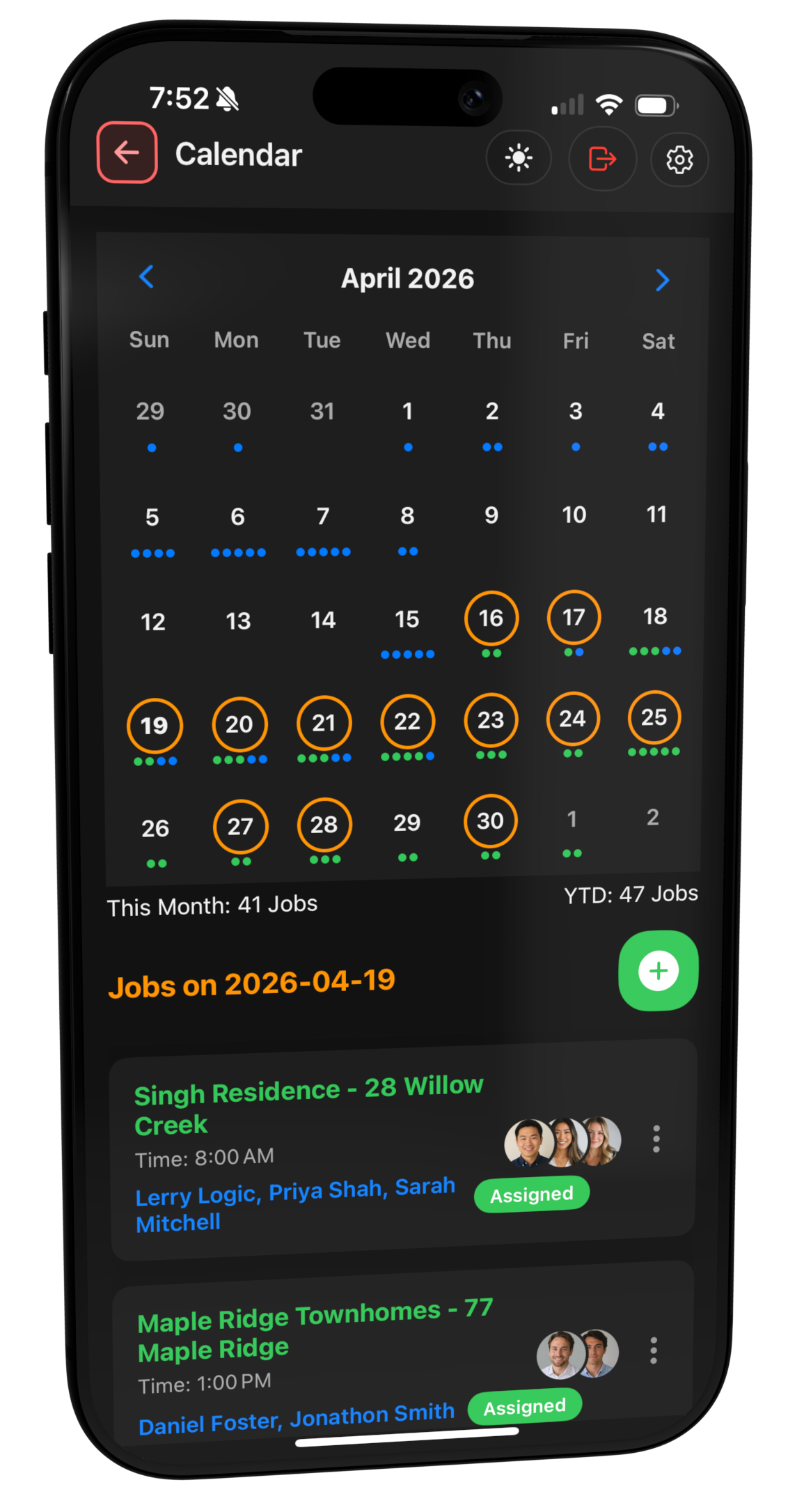 Logic Lens scheduling interface shown on iPhone