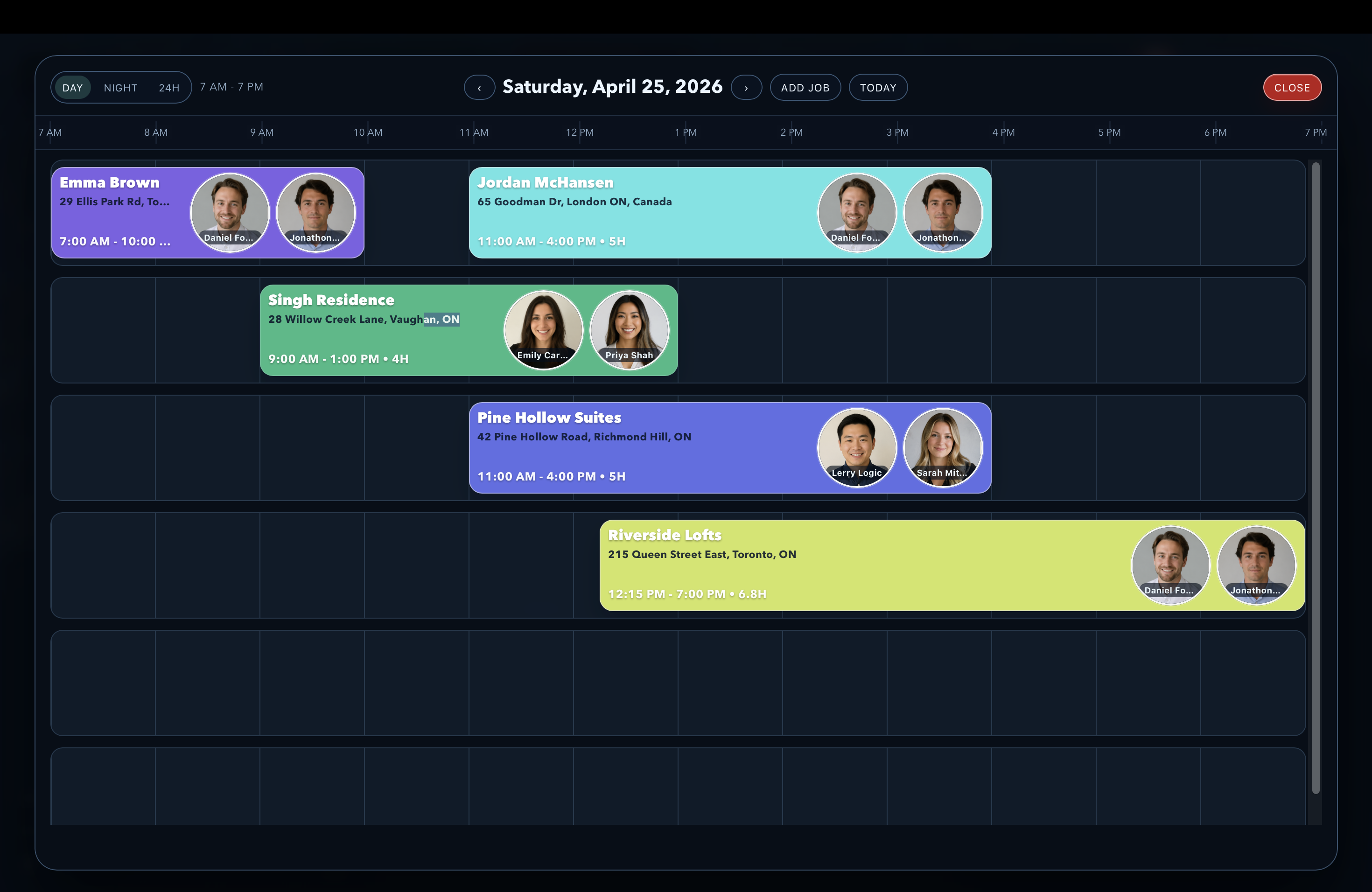Logic Lens daily calendar scheduling view