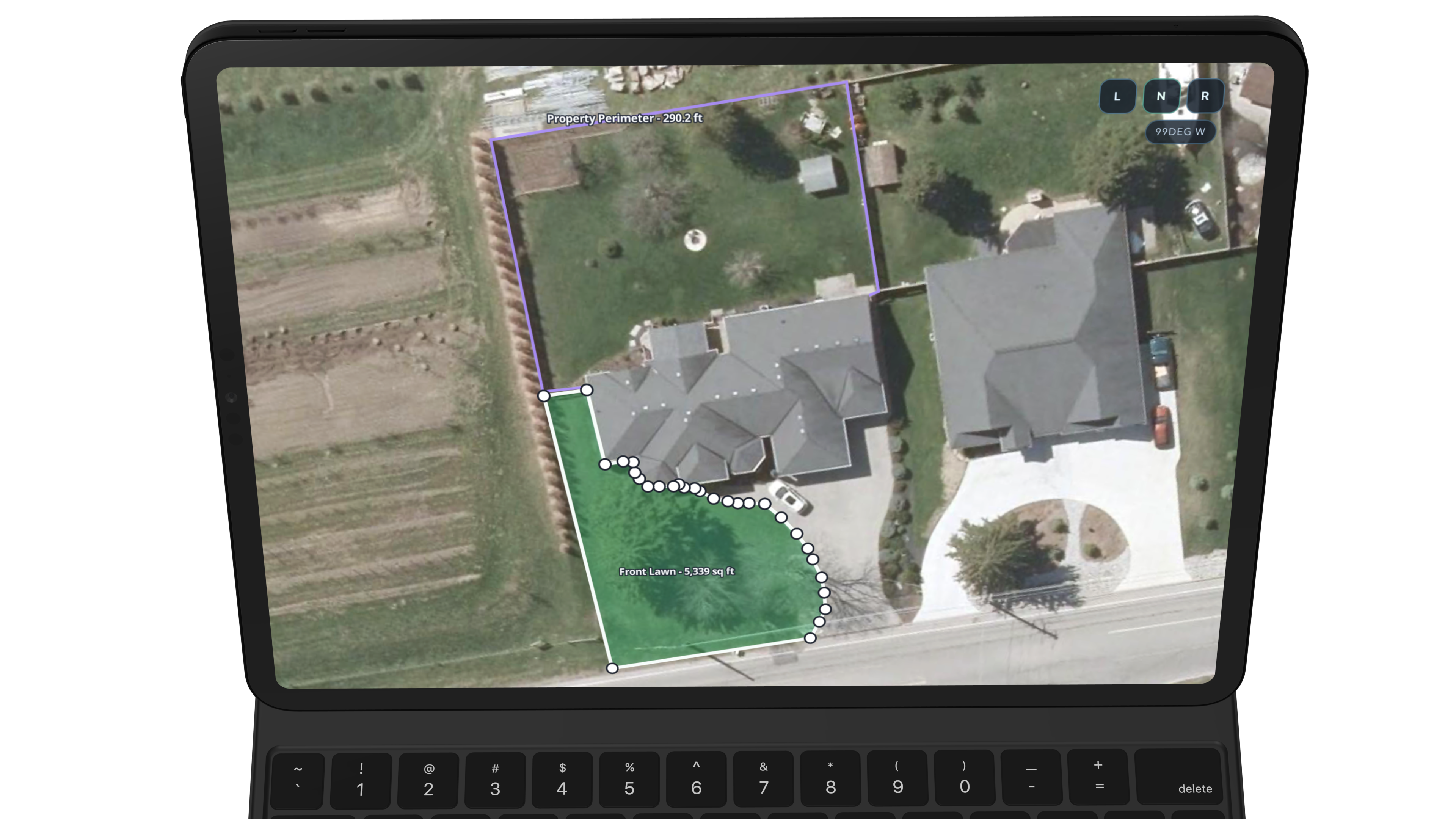 Satellite lawn measurement interface inside Logic Lens
